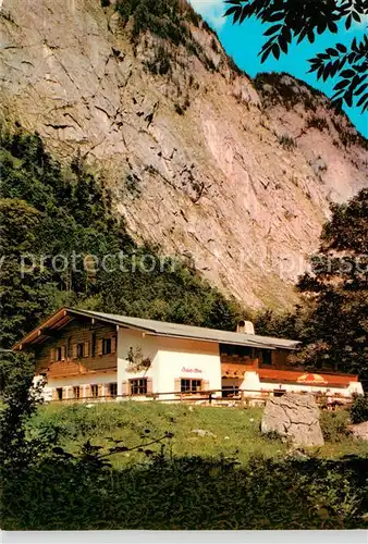 AK / Ansichtskarte Saletalm_Salet Alpe_Saletalpe_Berchtesgaden am suedl Ende des Koenigsees mit Kaunerwald