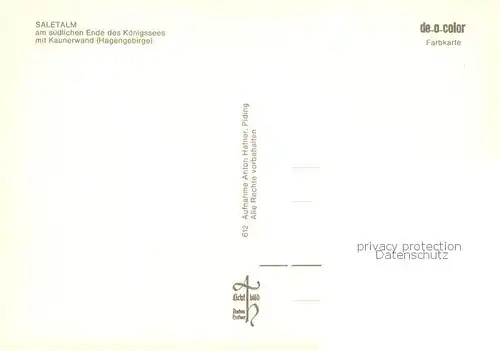 AK / Ansichtskarte Saletalm_Salet Alpe_Saletalpe_Berchtesgaden am suedl Ende des Koenigsees mit Kaunerwald  