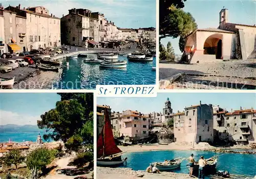 AK / Ansichtskarte Saint_Tropez_Var Le quai Jean Jaures et le quai Bailli de Suffren La Chapelle Sainte Anne Vue generale Le Port des pecheurs Saint_Tropez_Var