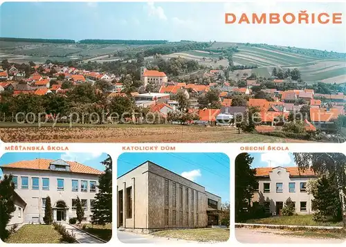 AK / Ansichtskarte Damborice_Damborschitz_Zdanice_CZ Mestanska Skola Katolicky Dum Obecni Skola 