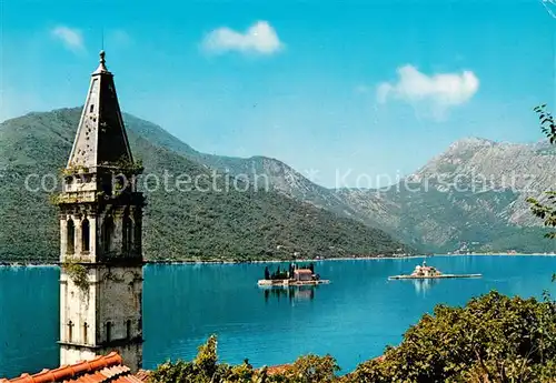 AK / Ansichtskarte Perast_Kotor_Montenegro Kirchturm Seepartie 