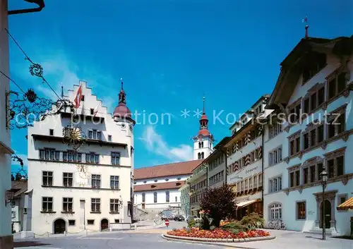 AK / Ansichtskarte Sursee_LZ Pfarrkirche St Georg mit Rathaus und Schultheissenhaus 