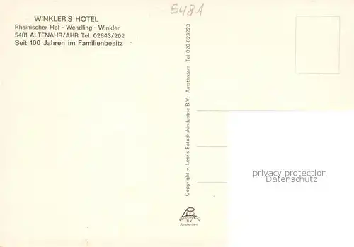 AK / Ansichtskarte Altenahr Winklers Hotel Rheinischer Hof Gastraeume Ahrpartie Altenahr