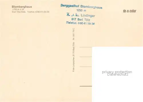 AK / Ansichtskarte Bad_Toelz Blomberghaus Gastraum Bad_Toelz