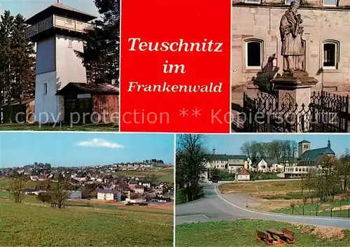 AK / Ansichtskarte Teuschnitz Gasthaus Schwarzes Kreuz Panorama Teilansichten Teuschnitz