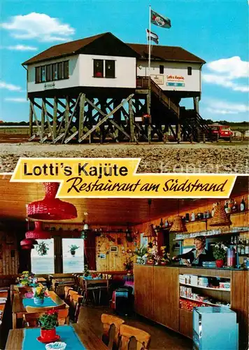 AK / Ansichtskarte St Peter Ording Lottis Kajuete Restaurant am Suedstrand Theke Gaststube 