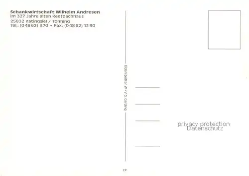 AK / Ansichtskarte Katingsiel Schankwirtschaft Wilhelm Andresen Reetdachhaus Gaststube Katingsiel