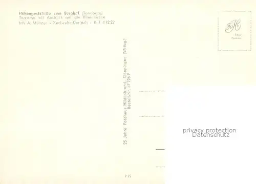 AK / Ansichtskarte Durlach Hoehengaststaette zum Burghof Turmberg Durlach