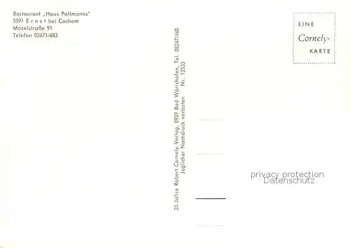 AK / Ansichtskarte Ernst_Cochem Restaurant Haus Pollmanns Ernst_Cochem