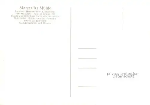 AK / Ansichtskarte Marxzell Gasthaus Marxzeller Muehle Marxzell