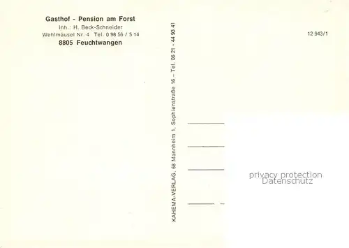 AK / Ansichtskarte Feuchtwangen Gasthof Pension am Forst Gaststube Feuchtwangen