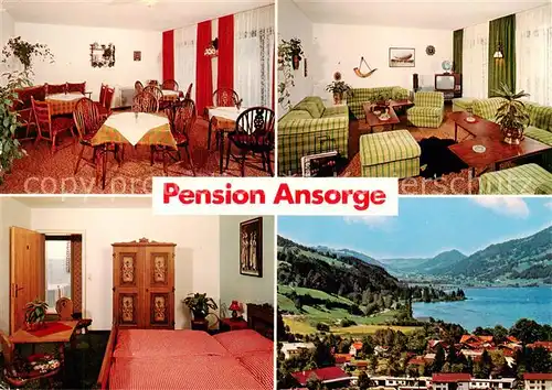 AK / Ansichtskarte Oberstaufen Pension Ansorge Gastraeume Zimmer Panorama Oberstaufen