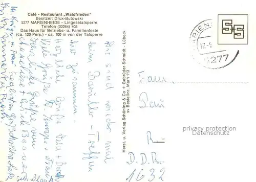 AK / Ansichtskarte Marienheide Haus Waldfrieden Gastraeume Lingesetalsperre Marienheide