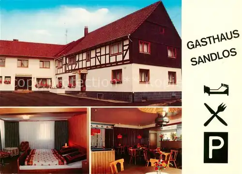AK / Ansichtskarte Hauneck Gasthaus Sandlos Gaestezimmer Gaststube Hauneck