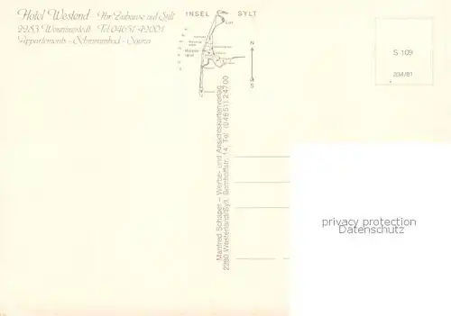 AK / Ansichtskarte Wenningstedt_Sylt Hotel Westend Wenningstedt_Sylt