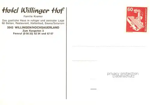 AK / Ansichtskarte Willingen_Sauerland Hotel Willinger Hof Gastraeume Willingen_Sauerland