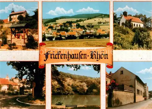 AK / Ansichtskarte Frickenhausen_Bad_Neustadt_Saale Gasthaus Pension Seeklause Panorama Kirche Frickenhausen_Bad