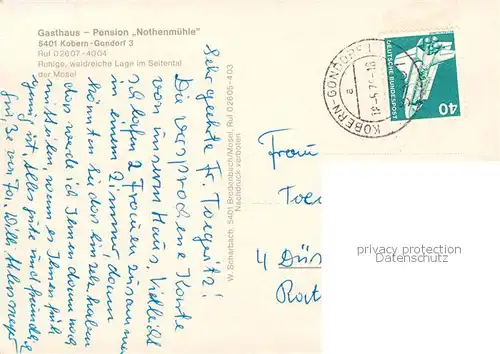 AK / Ansichtskarte Kobern Gondorf_Mosel Gasthaus Pension Nothenmuehle 