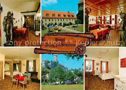 AK / Ansichtskarte Neuhaus_Pegnitz Hotel Burg Veldenstein Gastraeume Gaestezimmer Ritterruestung Neuhaus Pegnitz