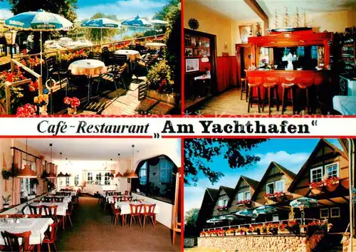 AK / Ansichtskarte Hitzacker_Elbe Cafe Restaurant Am Yachthafen Gastraum Terrasse Bar Hitzacker Elbe