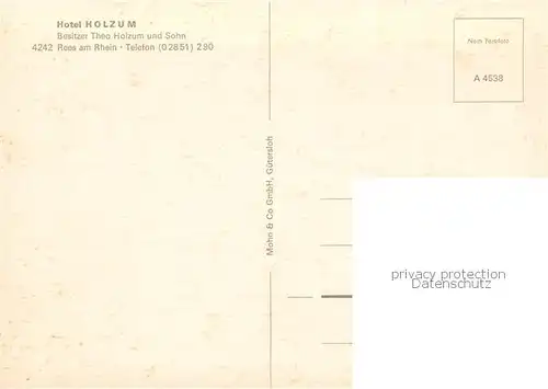 AK / Ansichtskarte Rees_Rhein Hotel Holzum Gastraum Rees_Rhein