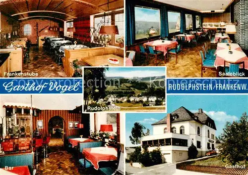 AK / Ansichtskarte Rudolphstein Gasthof Vogel Frankenstube Saaleblick Bar Gasthof Rudolphstein Rudolphstein