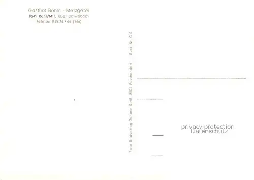 AK / Ansichtskarte Rohr_Mittelfranken Gasthof Boehm Gastraeume Ortsansicht Rohr Mittelfranken