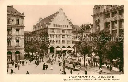 AK / Ansichtskarte  Strassenbahn Zuerich Seidenhaus Grieder Paradeplatz 