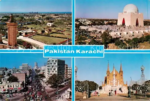 AK / Ansichtskarte 73844078 Karachi_Pakistan Panorama Zentrum Kathedrale Mazare Quaid Mausoleum 