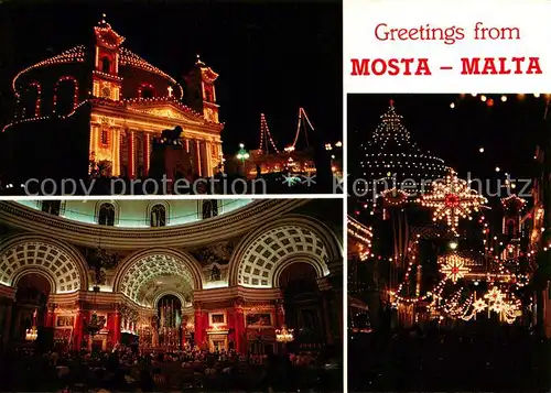 AK / Ansichtskarte 73844091 Mosta_Malta Feast of Santa Maria Nachtaufnahmen 