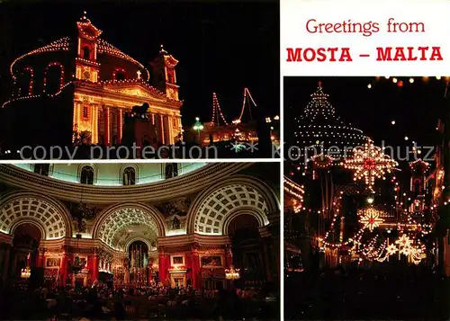 AK / Ansichtskarte  Mosta_Malta Feast of Santa Maria Nachtaufnahmen 