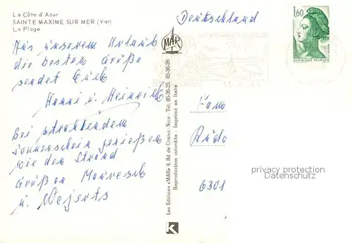 AK / Ansichtskarte  Sainte-Maxime-sur-Mer_83 La plage Côte d Azur 