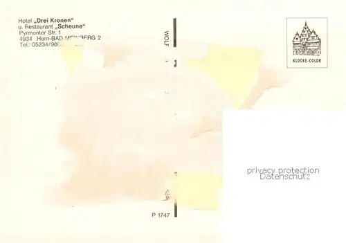 AK / Ansichtskarte  Bad_Meinberg Hotel Drei Kronen und Restaurant Scheune Terrasse Gastraeume Bad_Meinberg