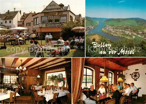 AK / Ansichtskarte 73844224 Bullay_Mosel Hotel Restaurant Moselstrand Gastraeume Moselpartie Bullay_Mosel