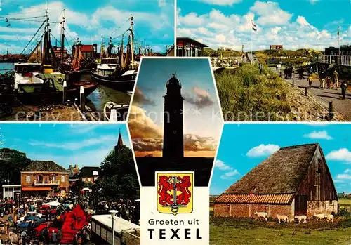 AK / Ansichtskarte  Texel_NL Fischereihafen Leuchtturm Strassenpartien Schafstall