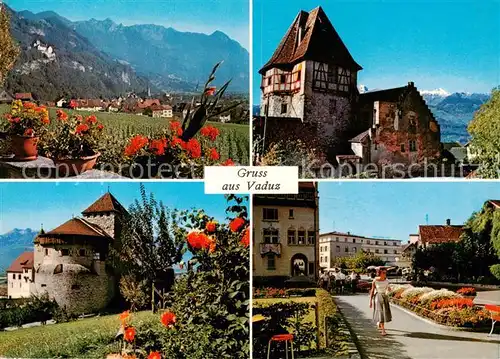 AK / Ansichtskarte  Vaduz_Liechtenstein_FL Landesfuerstliche Residenz Falknisgruppe Rotes Haus Schloss Rastplatz 