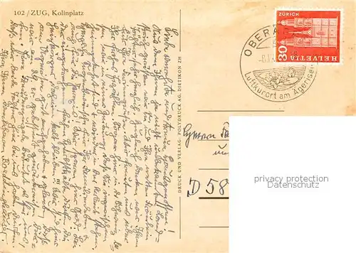 AK / Ansichtskarte  Zug__ZG Kolinplatz 