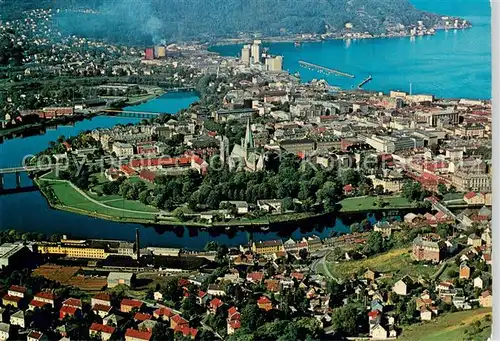 AK / Ansichtskarte 73844335 Trondheim_Norge Aerial View of the town with the Cathedral 