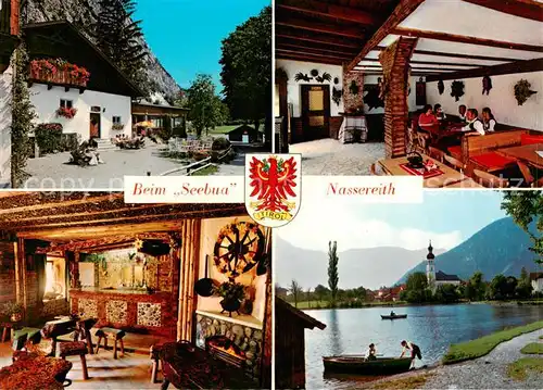 AK / Ansichtskarte  Nassereith_Tirol_AT Bade Buffet Beim Seebua Gastraeume Nassereither Seepartie Kirche 