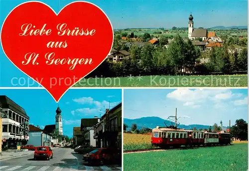 AK / Ansichtskarte  St_Georgen_Attergau Panorama Kirche Eisenbahn St_Georgen_Attergau