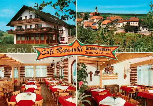 AK / Ansichtskarte  Grafenhausen_Schwarzwald Cafe Ratsstueble Gastraeume Panorama Grafenhausen Schwarzwald