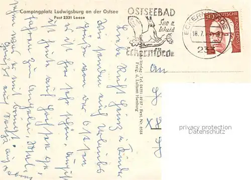 AK / Ansichtskarte Loose__Eckernfoerde Campingplatz Ludwigsburg Fliegeraufnahme 