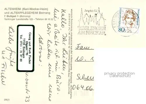 AK / Ansichtskarte Stuttgart Altenheim Karl Wacker Heim und Altenpflegeheim Botnang Stuttgart