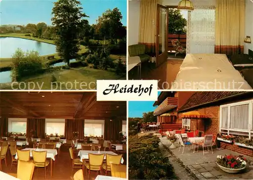 AK / Ansichtskarte Dorfmark_Bad_Fallingbostel Hotel Restaurant Heidehof Gaststube Terrasse Zimmer Teich 