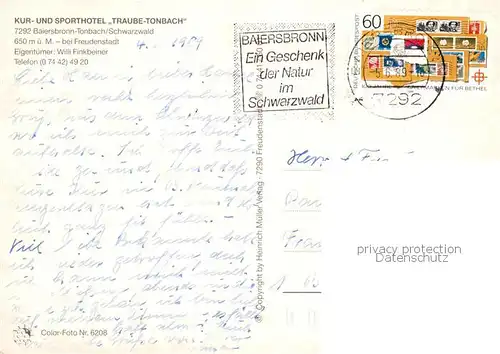 AK / Ansichtskarte Tonbach Kur und Sporthotel Traube Tonbach Tonbach