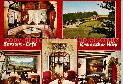 AK / Ansichtskarte Waldmichelbach Sonnen Cafe Pension Kreidacher Hoehe Gastraeume Panorama Waldmichelbach