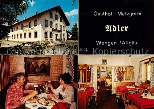AK / Ansichtskarte Wengen_Kempten_Allgaeu Gasthof Metzgerei Adler Gastraeume Wengen_Kempten_Allgaeu
