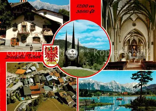 AK / Ansichtskarte Seefeld_Tirol Schmuckkastl Pfarrkirche WM Denkmal Sportzentrum Waildsee Seefeld Tirol