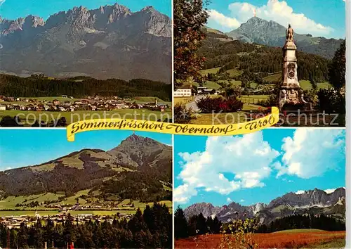AK / Ansichtskarte Oberndorf_Tirol mit Wildem Kaiser und Kitzbueheler Horn Panorama Denkmal Oberndorf Tirol
