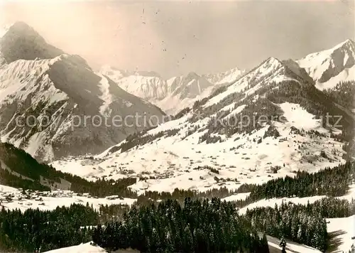 AK / Ansichtskarte Riezlern_Kleinwalsertal_Vorarlberg Hirschegg mittelberg mit Widderstein Baerenkopf Braunarlspitze Heiterberg aelpeleskopf Heuber und Walmendinger Horn Riezlern_Kleinwalsertal